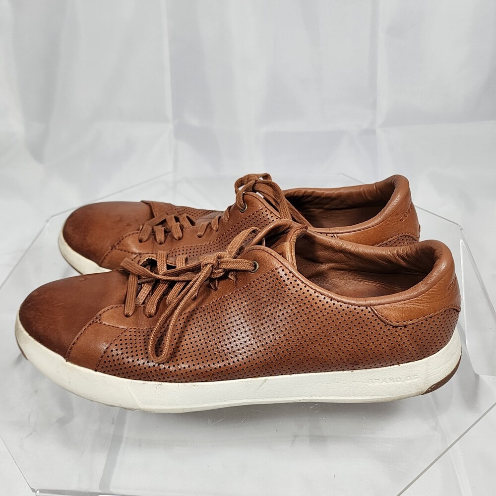 COLE HAAN Grandpro Men 11 M C28871 British Tan Perforated Leather Sneakers